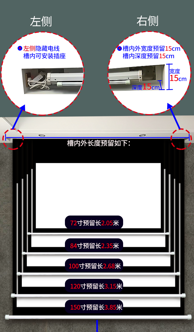 120寸投影幕布槽預(yù)留設(shè)計